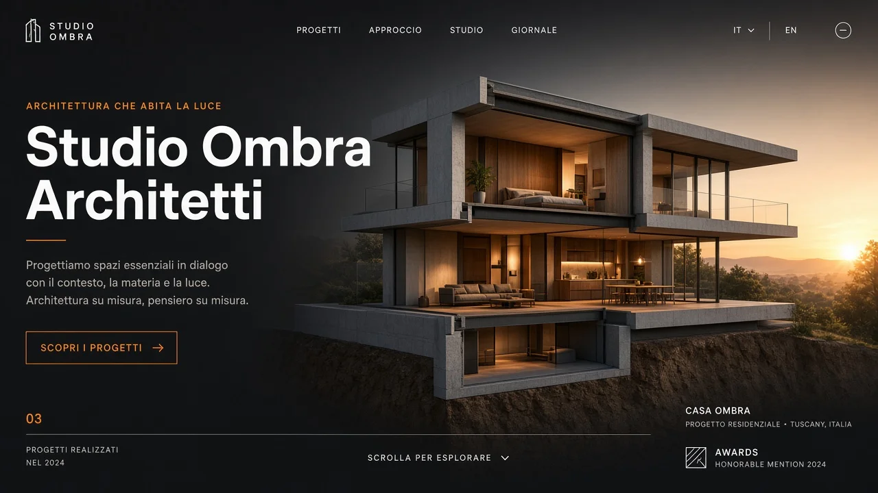 STUDIO OMBRA — mock del concept