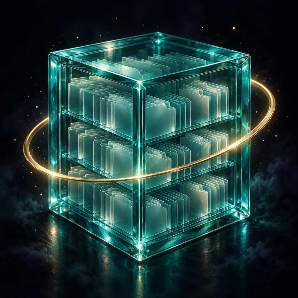 Glass archive holding protected document folders
